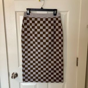 Ascot + Hart Women's Checkered Graphic Midi Skirt